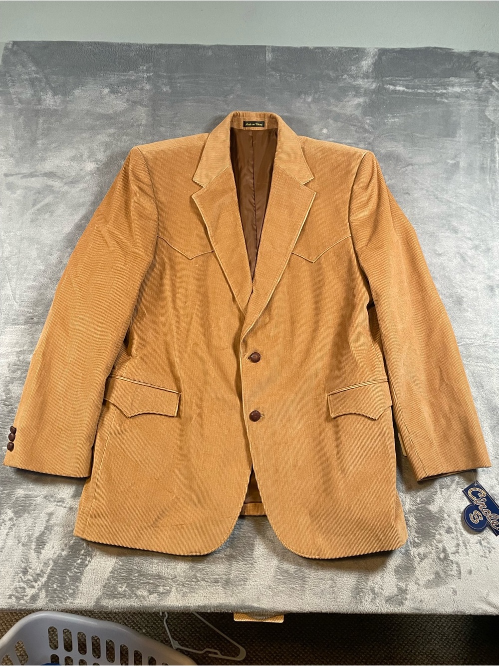 NWT VTG Circle S Tan Camel Corduroy Western Blazer Suede Elbow Patches 48L